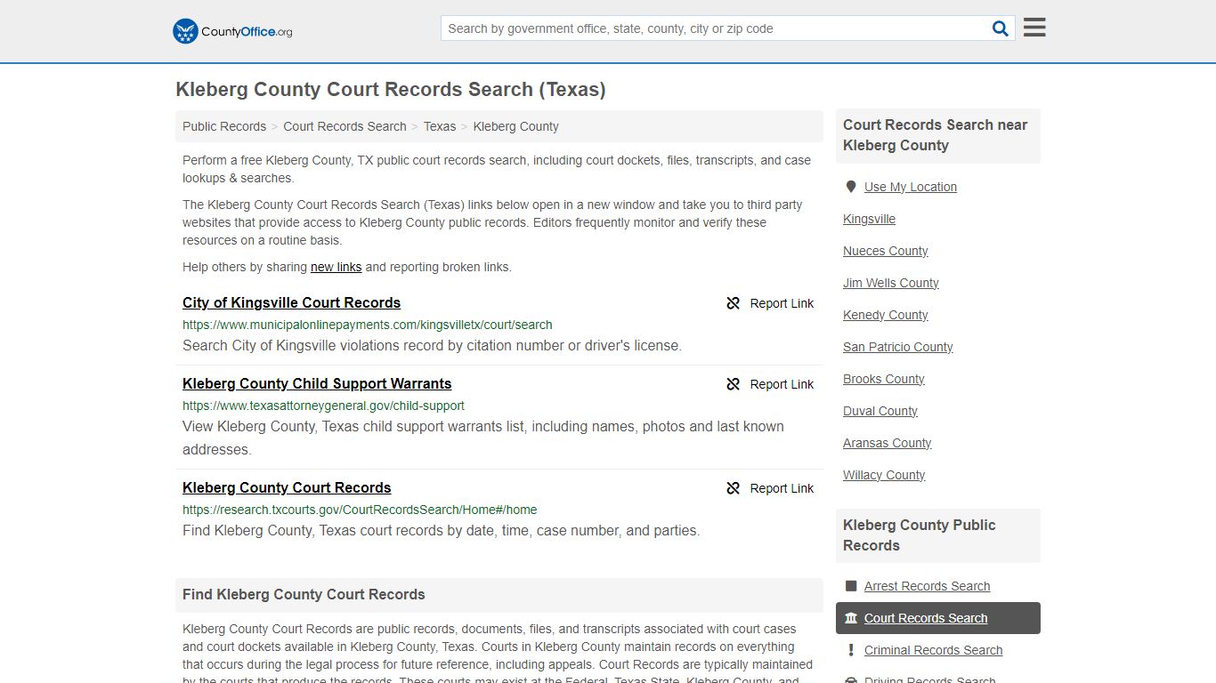 Court Records Search - Kleberg County, TX (Adoptions, Criminal, Child ...